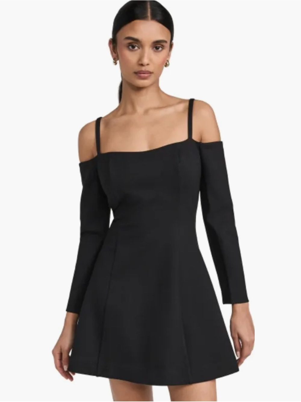 Reformation Black Off-Shoulder Mini Dress